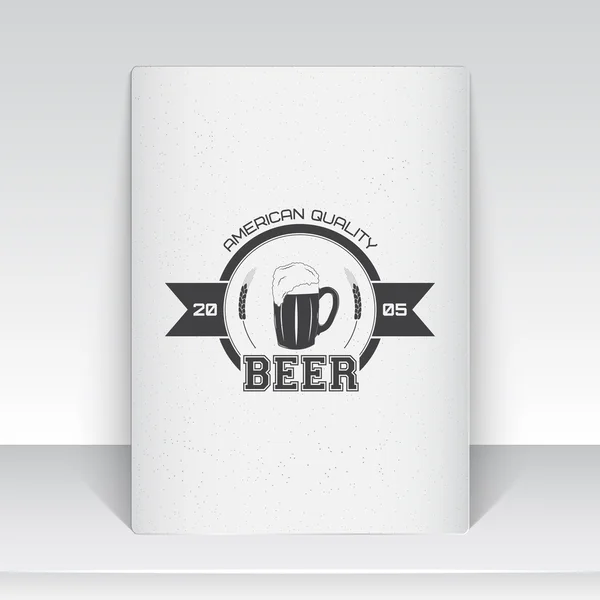 Beer pub. Brewing old school of vintage label. Sheet of white paper. Monochrome typographic labels, stickers, logos and badges. — 스톡 벡터