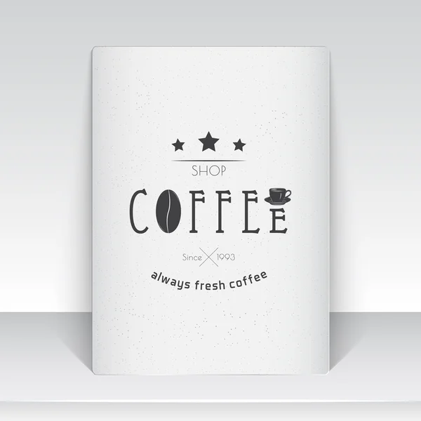 Coffee shop and cafe. The food and service. Old school of vintage label. Sheet of white paper. Monochrome typographic labels, stickers, logos and badges. — Stok Vektör