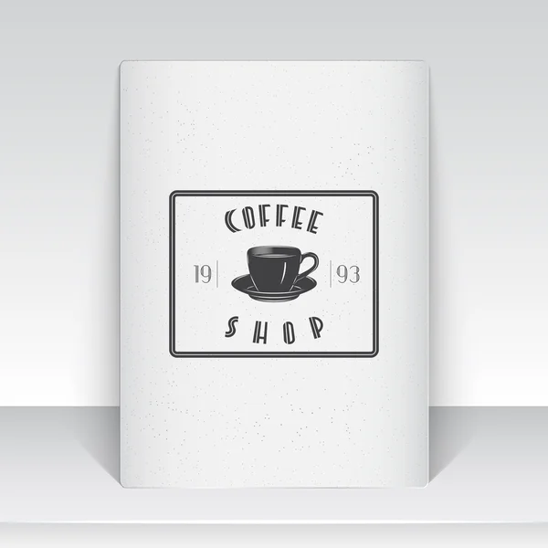 Café und Café. das Essen und der Service. alte Schule des Vintage-Labels. Blatt weißes Papier. Typografische monochrome Etiketten, Aufkleber, Logos und Abzeichen. — Stockvektor