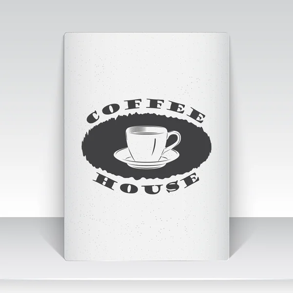 Coffee shop and cafe. The food and service. Old school of vintage label. Sheet of white paper. Monochrome typographic labels, stickers, logos and badges. — 스톡 벡터