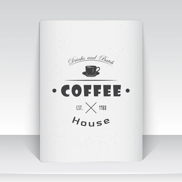 Coffee shop and cafe. The food and service. Old school of vintage label. Sheet of white paper. Monochrome typographic labels, stickers, logos and badges. — 스톡 벡터