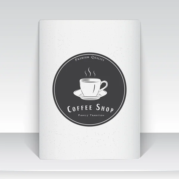 Coffee shop and cafe. The food and service. Old school of vintage label. Sheet of white paper. Monochrome typographic labels, stickers, logos and badges. — Stock Vector