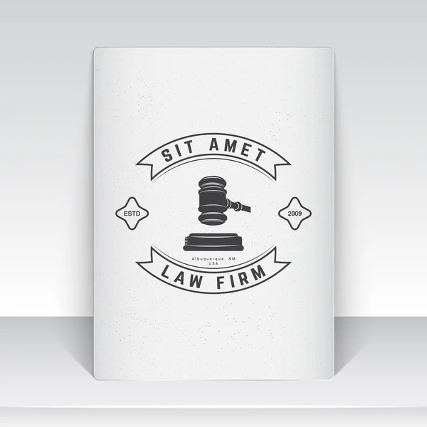 Lawyer services. Law office. The judge, the district attorney, the lawyer of vintage labels. Scales of Justice. Court of law symbol. Sheet of white paper. Typographic labels, stickers, logos and badge — Stockvector