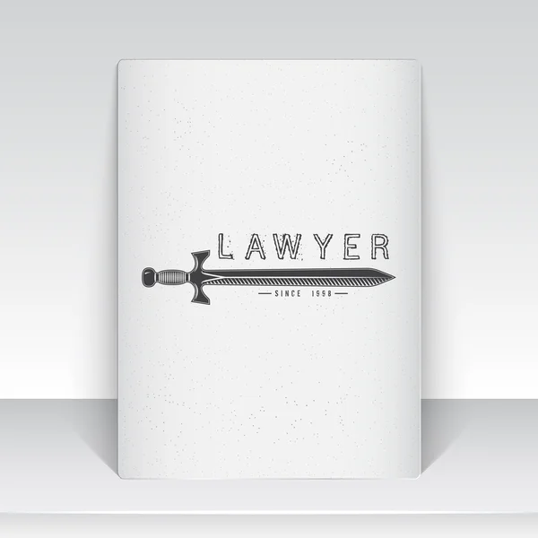 Lawyer services. Law office. The judge, the district attorney, the lawyer of vintage labels. Scales of Justice. Court of law symbol. Sheet of white paper. Typographic labels, stickers, logos and badge — Stock vektor