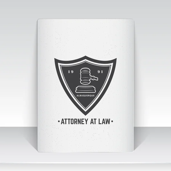 Lawyer services. Law office. The judge, the district attorney, the lawyer of vintage labels. Scales of Justice. Court of law symbol. Sheet of white paper. Typographic labels, stickers, logos and badge — Stockvector