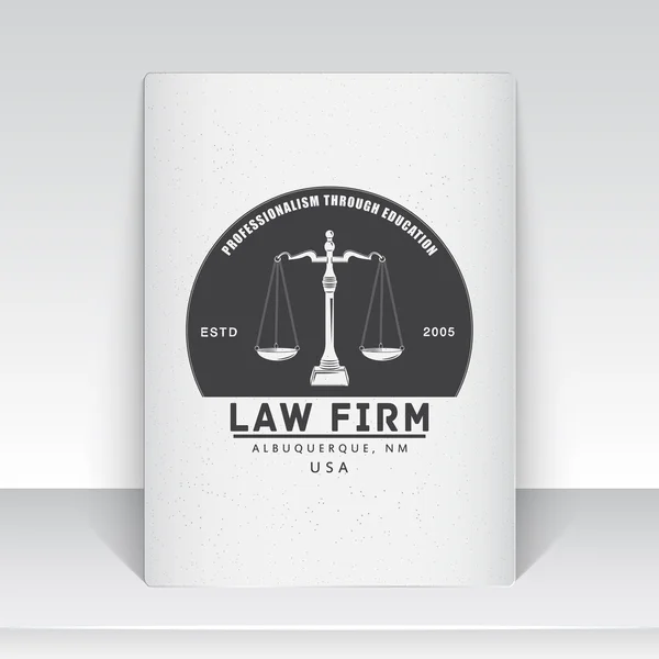 Lawyer services. Law office. The judge, the district attorney, the lawyer of vintage labels. Scales of Justice. Court of law symbol. Sheet of white paper. Typographic labels, stickers, logos and badge — Stockvector