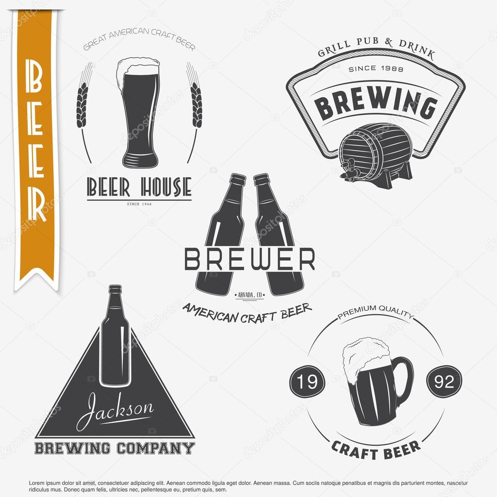 Beer and Brewing. set. Brewing typographic labels, logos and badges.