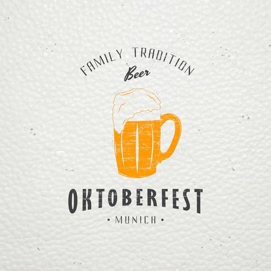 Beer and brewing. Beer festival Oktoberfest. Old retro vintage grunge. Scratched, damaged, dirty effect. Typographic labels, stickers, logos and badges.