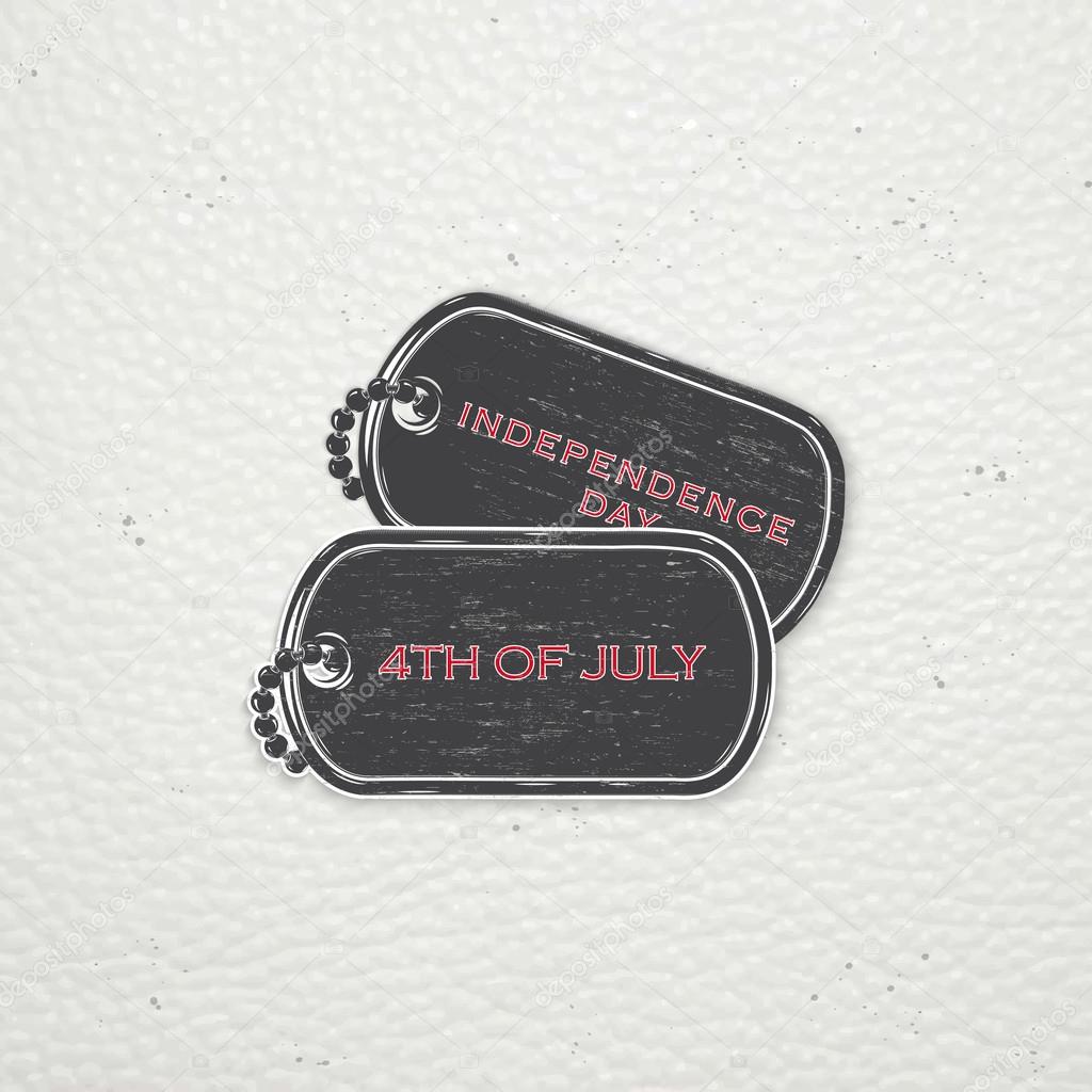 Happy Independence day. Detailed elements. Old retro vintage grunge. Scratched, damaged, dirty effect. Typographic labels, stickers, logos and badges.
