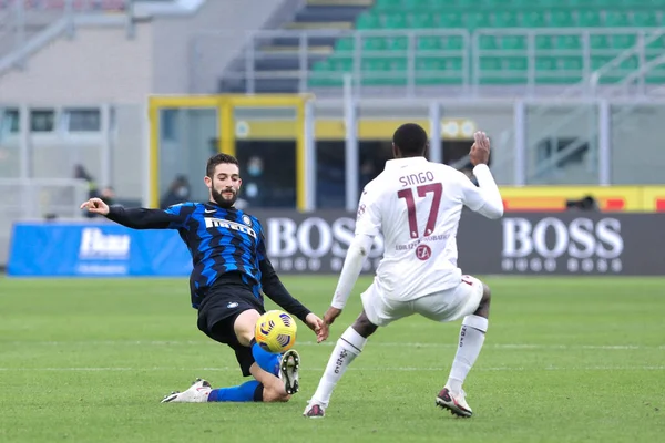 Itálie Milán Listopad 2020 Roberto Gagliardini Inter Midfielder Bojovat Míč — Stock fotografie