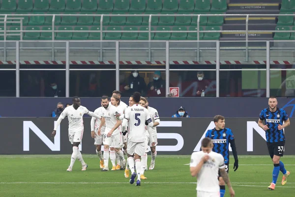 Italien Milano November 2020 Eden Hazard Real Madrid Framåt Firar — Stockfoto