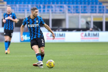 İtalya, Milan, Ocak 03 2021: Achraf Hakimi (İç defans oyuncusu) ilk yarıda FC INTER - CROTONE, Serie A 2020-2021 Gün 15, San Siro Stadyumu