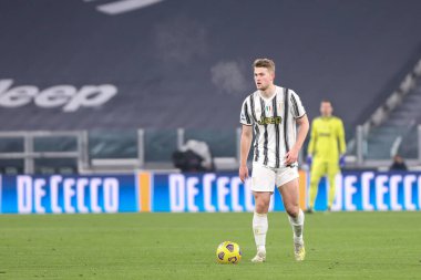 İtalya, Torino, Ocak 03 2021: Matthijs de Ligt (Juventus defans oyuncusu) futbol karşılaşması JUVENTUS - UDINESE, Serie A 2020-2021 gün 15, Allianz Stadyumu