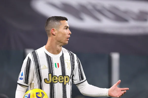 Italia Turín Enero 2021 Cristiano Ronaldo Juventus Striker Decepcionado Por — Foto de Stock