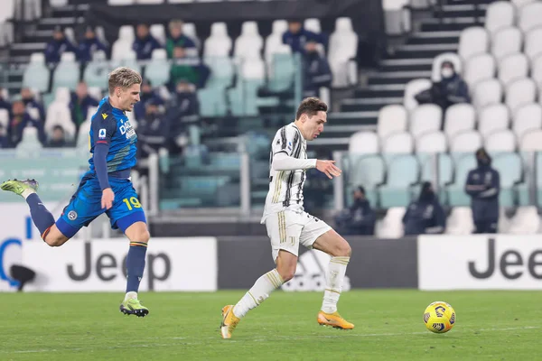 Italy Turin January 2021 Federico Chiesa Juventus Striker Attacks Penalty — Stock Photo, Image