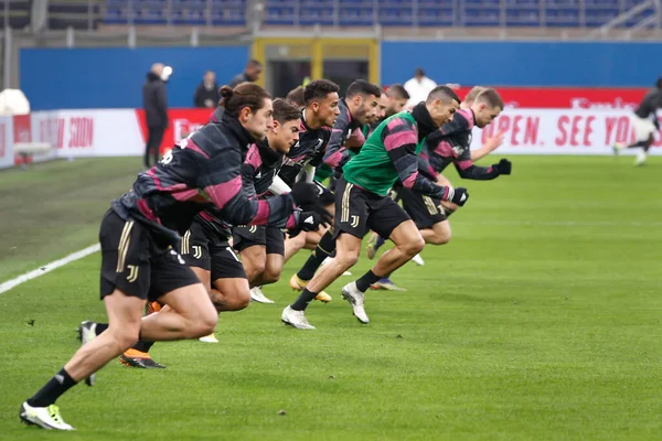 Italy Milan January 2021 Paulo Dybala Teammates Pregame Football Match — Stock Photo, Image