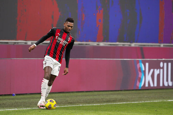 Italy, Milan, january 6 2021: Rafael Leao (Milan striker) takes the ball in frontcourt in the first half during football match AC MILAN vs JUVENTUS, Serie A 2020-2021 day16, San Siro stadium