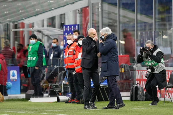 Italy Milan January 2021 Pioli Milan Manager Gasperini Atalanta Manager — Stock Photo, Image