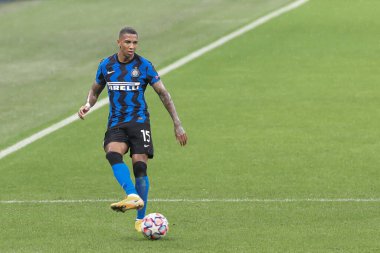 Italy, Milan, december 9 2020: Ashley Young (Inter midfielder) back pass shot in the first half during football match FC INTER vs SHAKHTAR DONETSK, Champions League 2020/2021 day6, San Siro stadium clipart