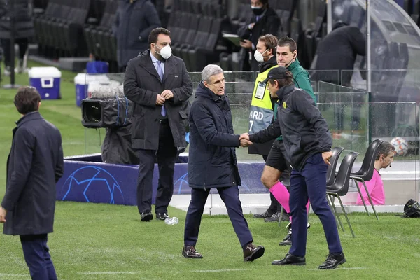 Italia Milán Diciembre 2020 Luis Castro Antonio Conte Saludan Final — Foto de Stock