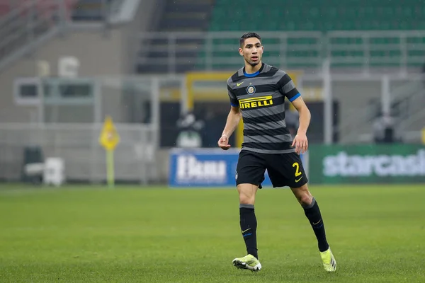 Italia Milano Gennaio 2021 Achraf Hakimi Inter Difensore Attesa Portiere — Foto Stock