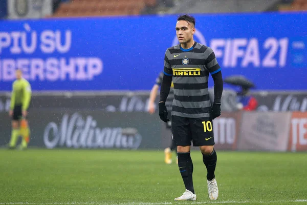 Italia Milano Gennaio 2021 Lautaro Martinez Inter Attaccante Attesa Portiere — Foto Stock