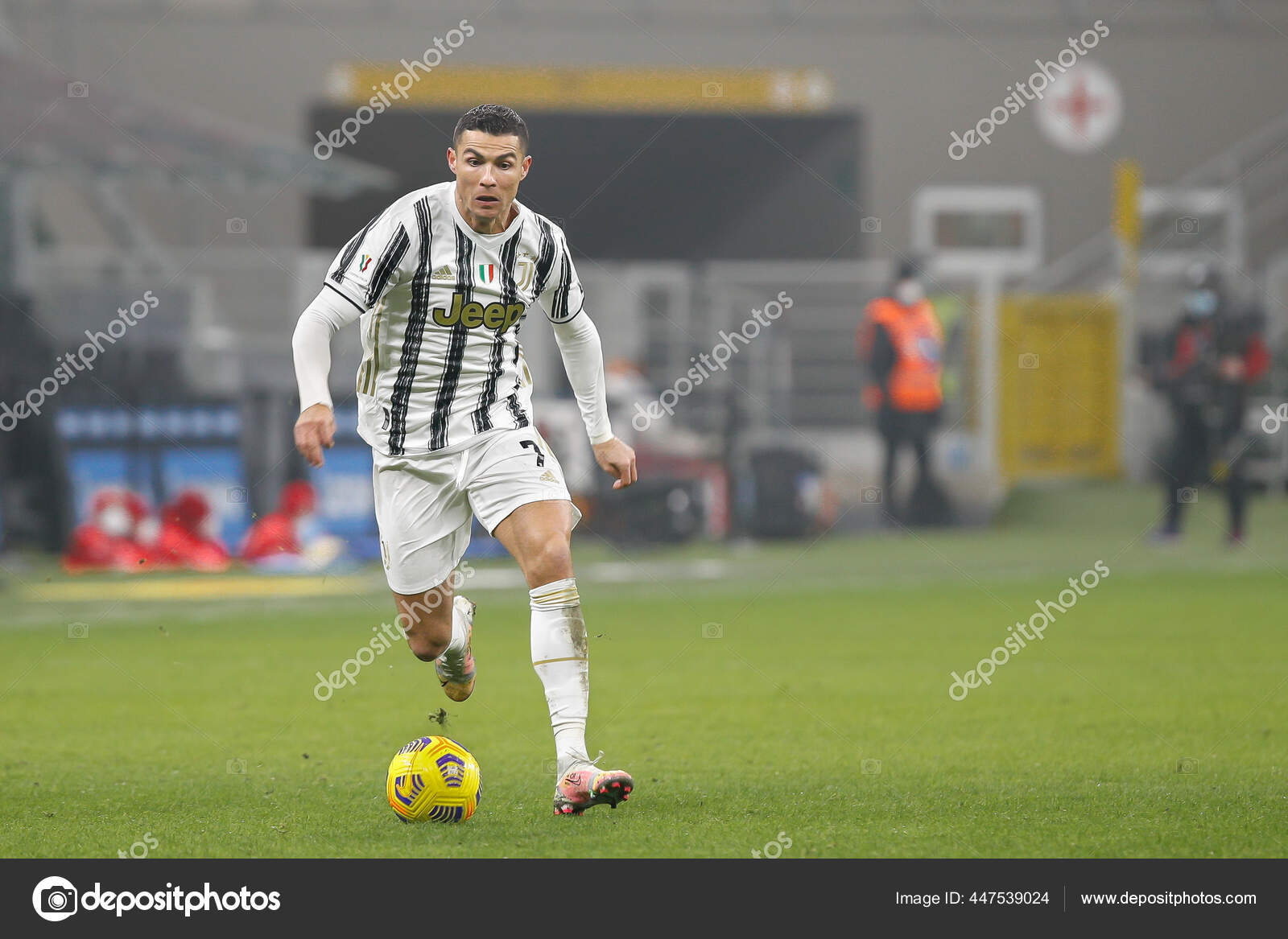 Italy Milan February 2023 Cristiano Ronaldo Juventus Striker Attacks Penalty