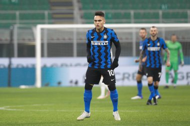 İtalya, Milan, 2 Şubat 2021: Lautaro Martinez (Inter forvet) FC INTER - JUVENTUS, SF 1leg Coppa Italia 2020-2021, San Siro Stadyumu