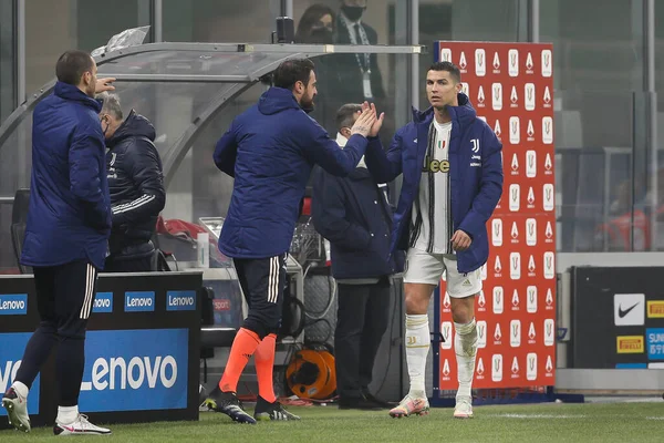 Italia Milán Febrero 2021 Cristiano Ronaldo Juventus Striker Reemplazado Deja — Foto de Stock