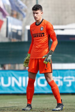 İtalya, Milan, 13 Mart 2021: William Rovida (Inter Goalkeeper) futbol maçının ilk yarısında kale bölgesinde ATALANTA, Primavera1 2020 / 2021 Gün 15, Interello