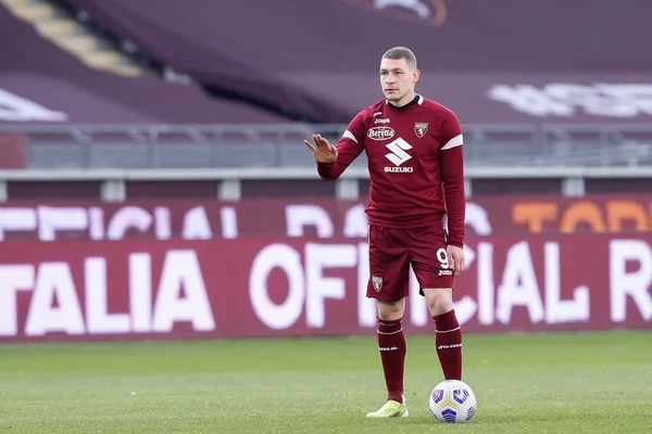 İtalya, Torin, 18 Nisan 2021: Andrea Belotti (Torino forvet) futbol maçı öncesi TORINO - AS ROMA, Serie A 2020-2021 Olimpico Stadyumu