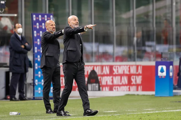 Italia Milán Mayo 2021 Stefano Pioli Gerente Milán Consejos Desde — Foto de Stock