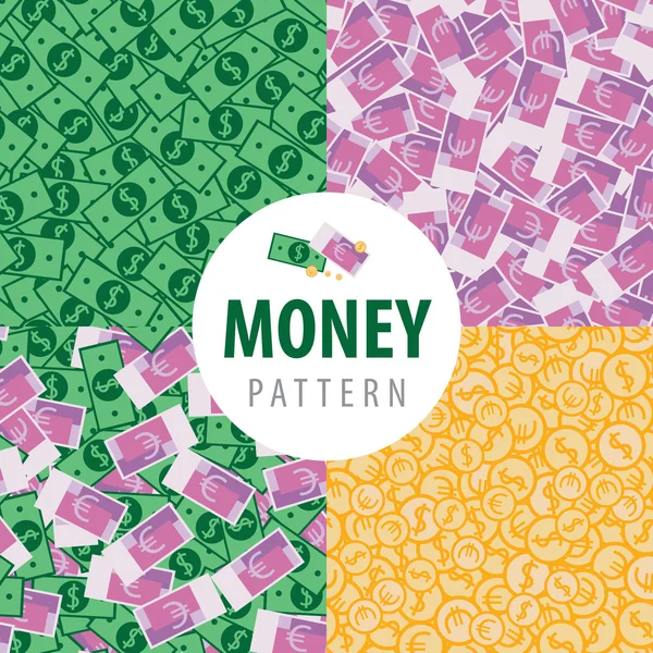 Conjunto de patrones con olla de dinero — Vector de stock