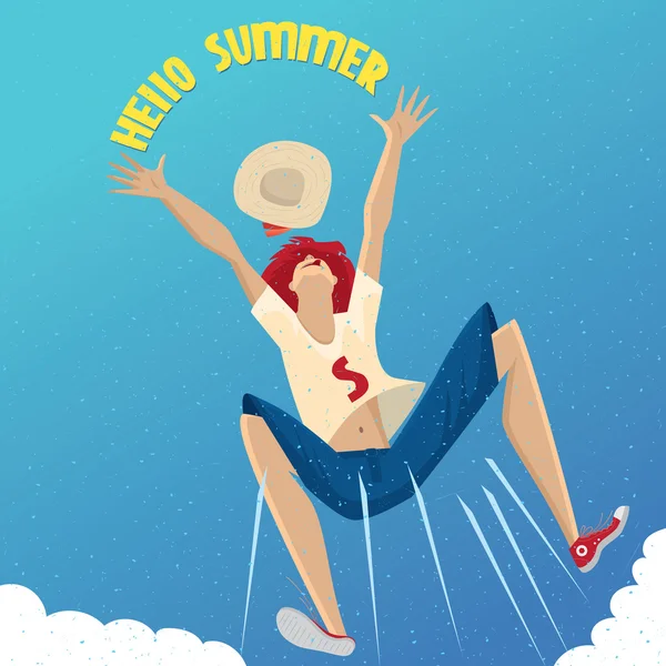 Девушка наслаждается летом — стоковый вектор