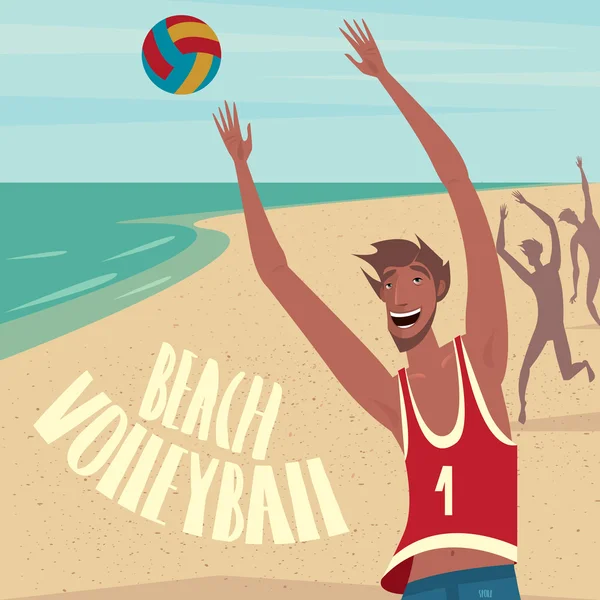 Menschen spielen Ball am Strand — Stockvektor