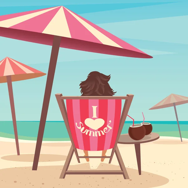 Girl sunbathes on the beach — Stock Vector