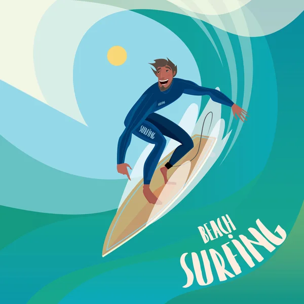 Surfer na fali — Wektor stockowy