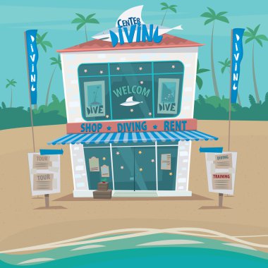 Divivng center on the beach clipart