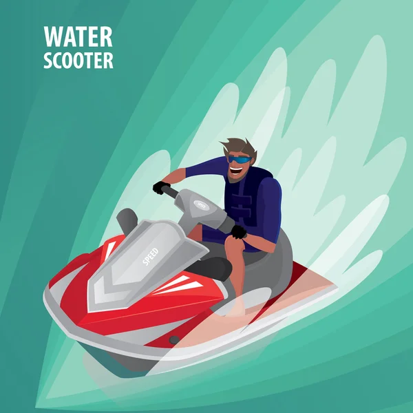 Man op een scooter water — Stockvector