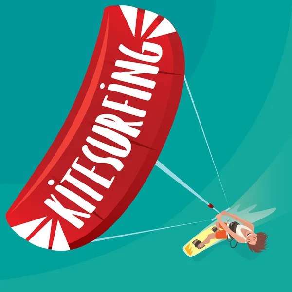 Adam kitesurfing içinde devreye girer