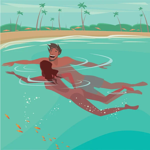 Para kąpiel w Oceanie — Wektor stockowy