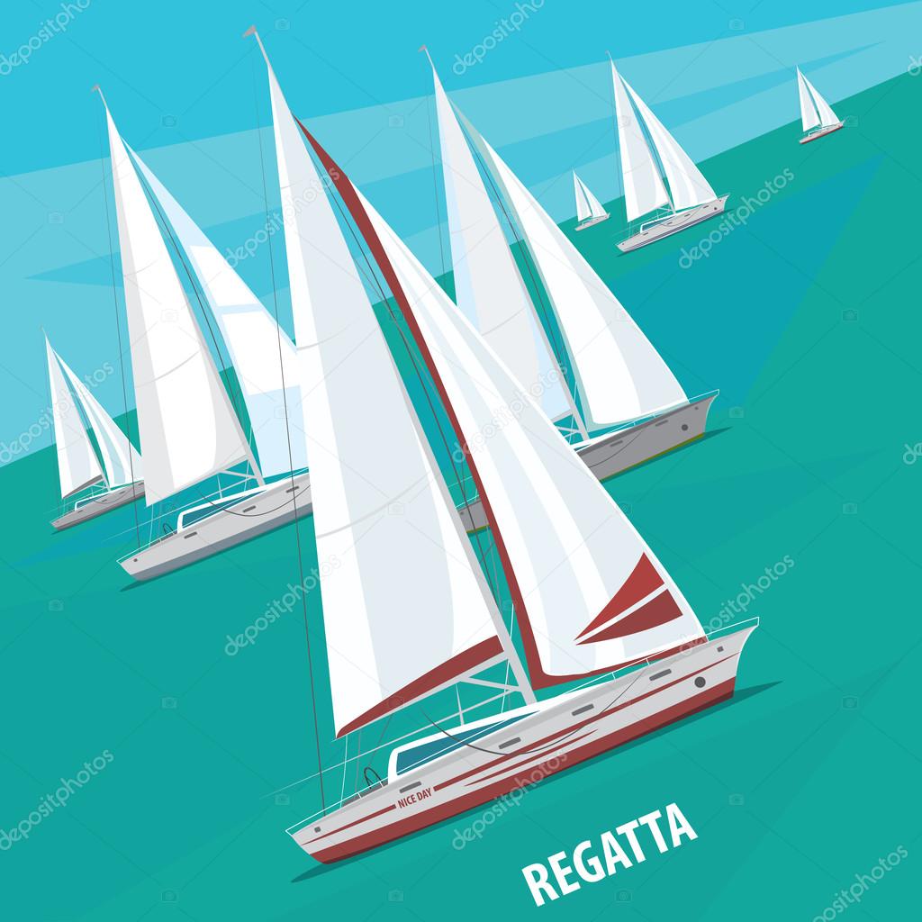 Sailing regatta with lots of boats