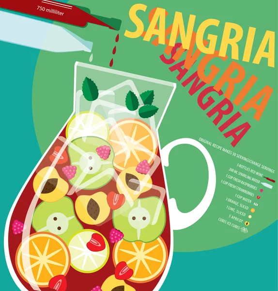 Sangria vit i glas — Stock vektor