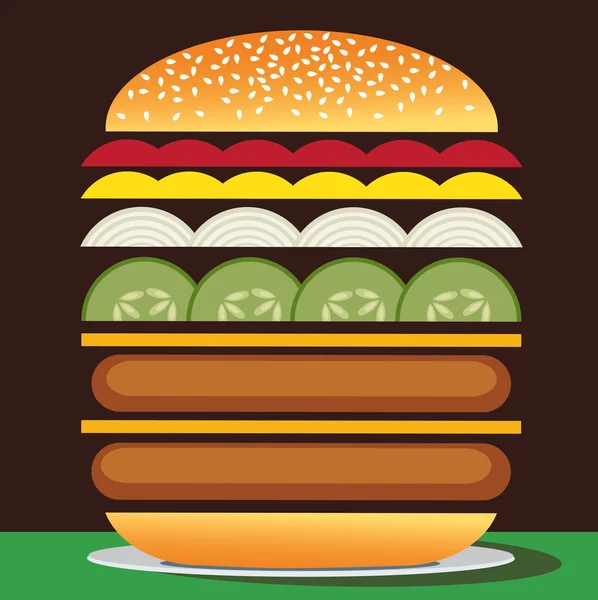 Sabrosa hamburguesa grande con queso — Vector de stock