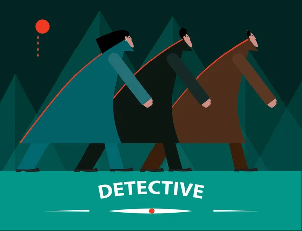 Detektivové vyšetřují v noci — Stockový vektor