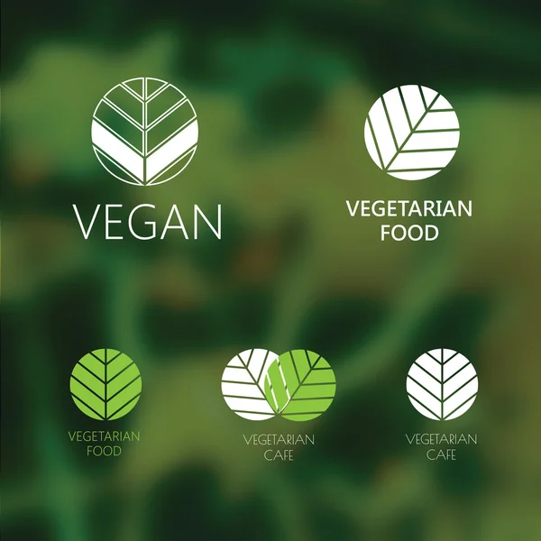 Set of vegan logos — Stock Vector