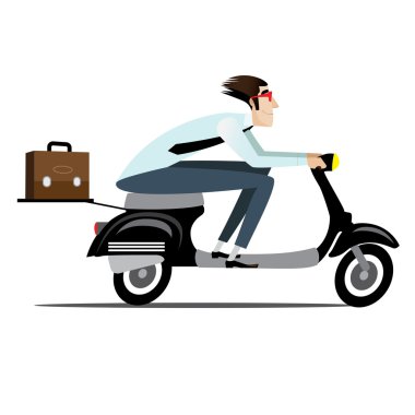 Motosiklete binen bir iş adamı