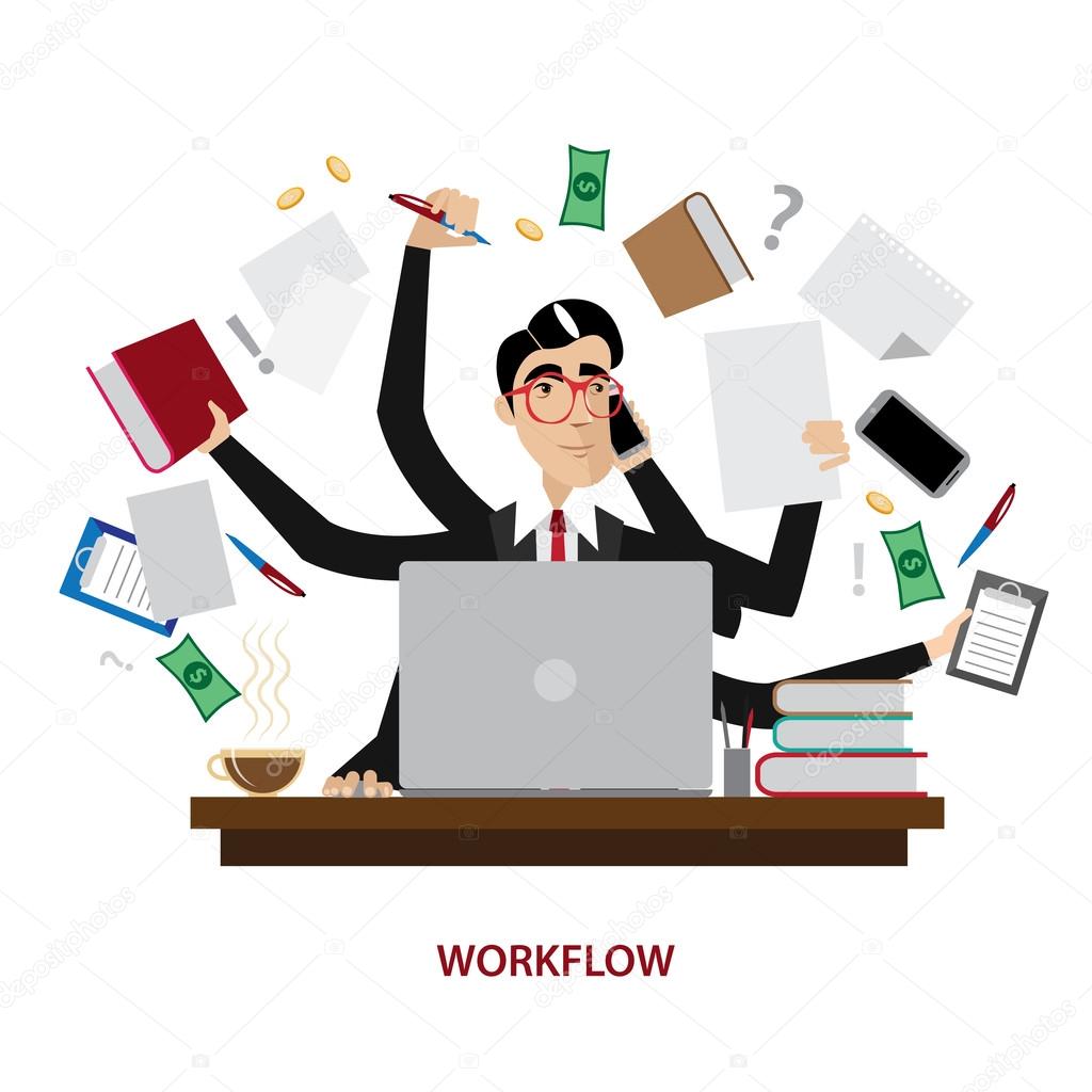 Busy businessman at workplace