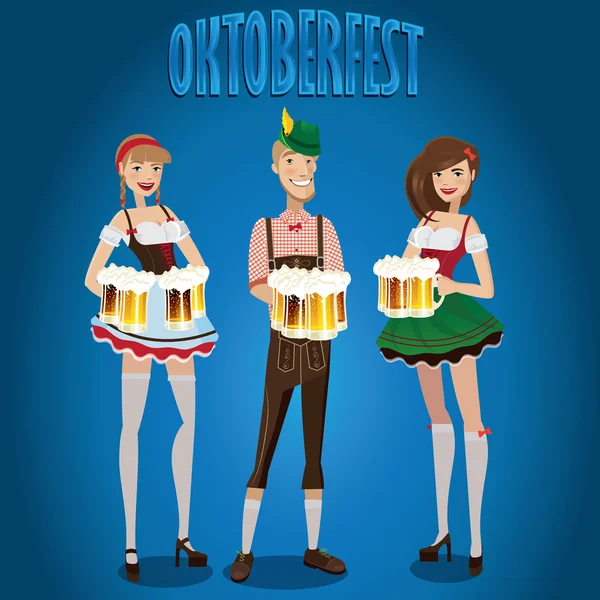 Set people at Oktoberfest — Stock Vector