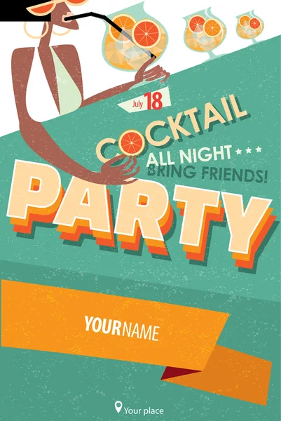 Poster per cocktail party — Vettoriale Stock